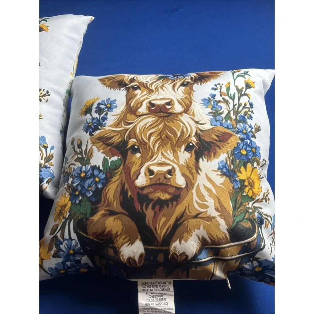 Highland Cow Throw Pillow Set Of 2 Outdoor/indoor Pillows Western New
